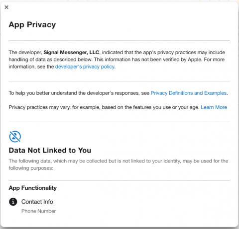 I'm leaving Facebook, Signal Data Collected